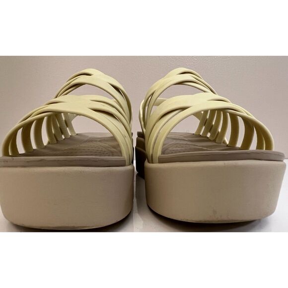 Crocs Brooklyn Strappy Low Wedge Sandals in Bone. Size 8(W). - Picture 3 of 8
